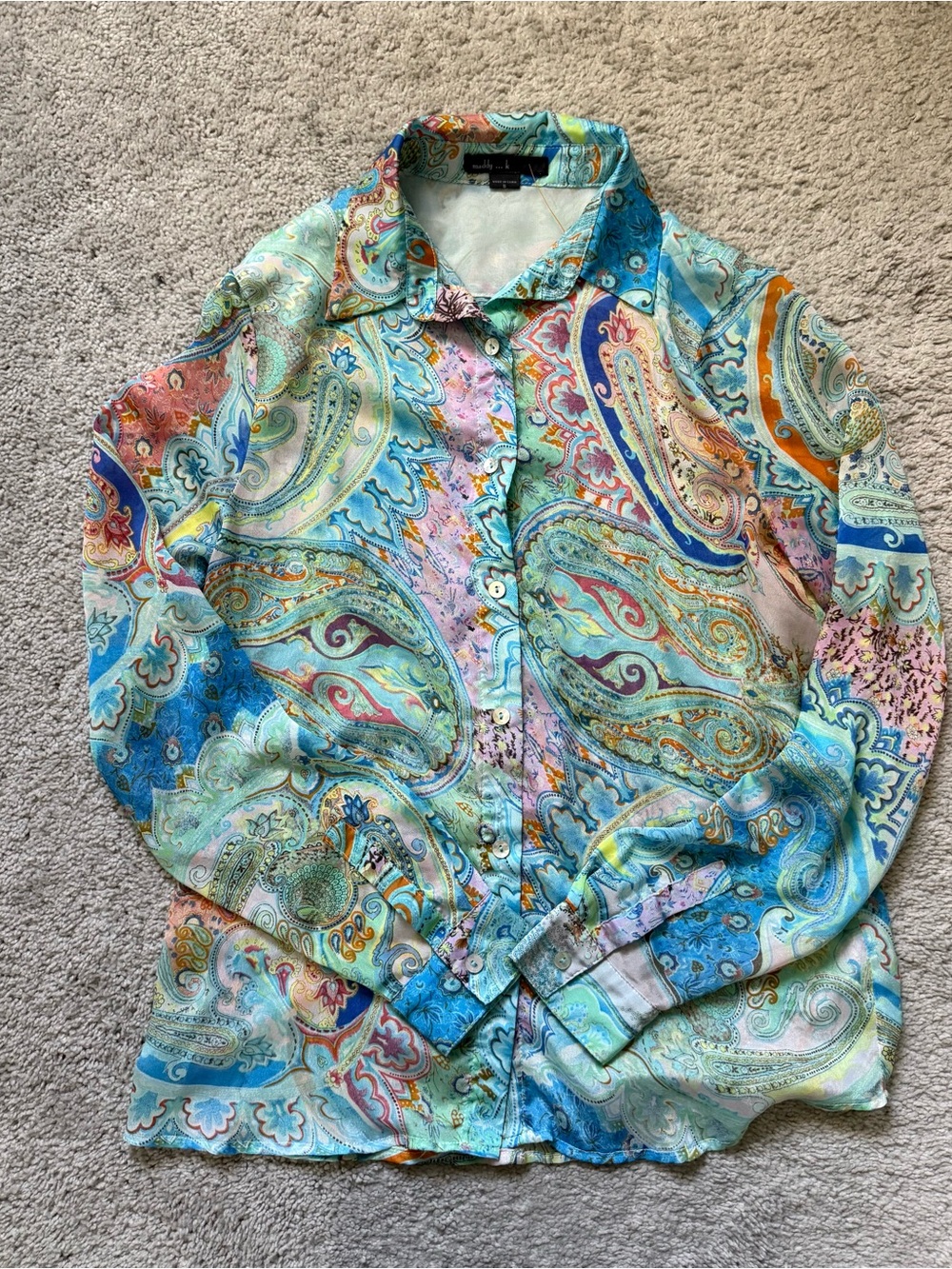 Paisley Button-Down Blouse in Multicolor by Dana Buchman